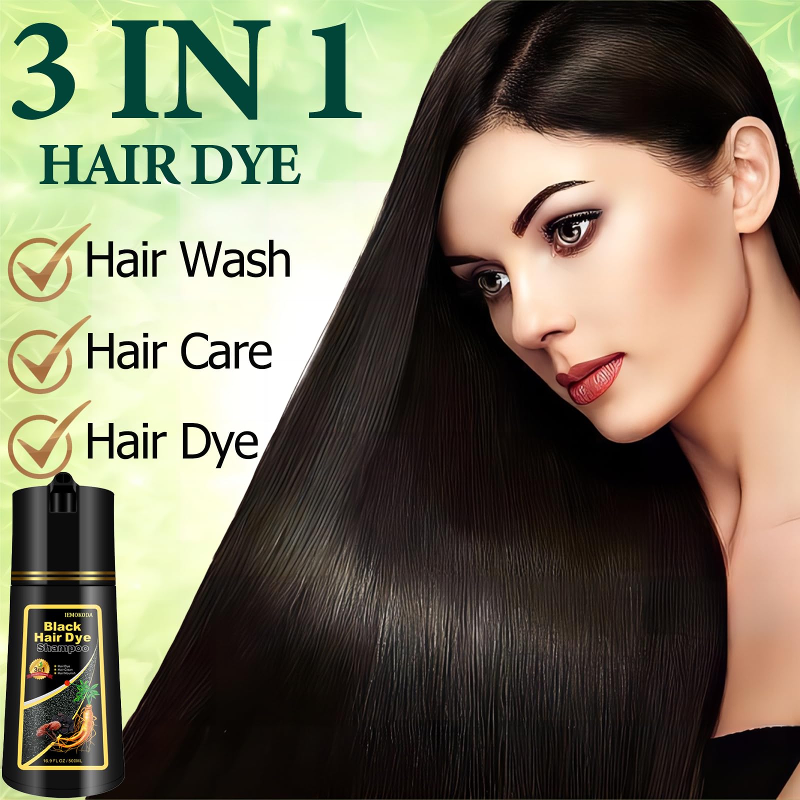 Amazon.com : NCEPROHR Black Hair Dye Shampoo 3 in 1 for Gray Hair